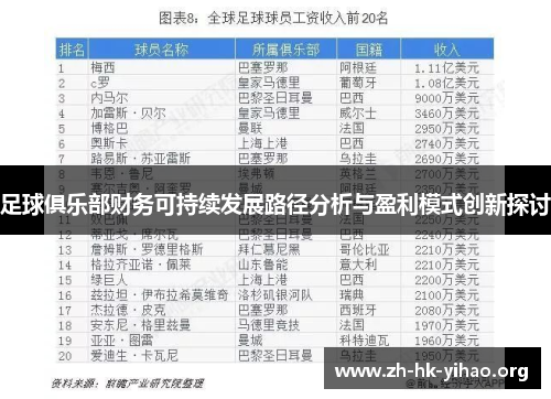 足球俱乐部财务可持续发展路径分析与盈利模式创新探讨
